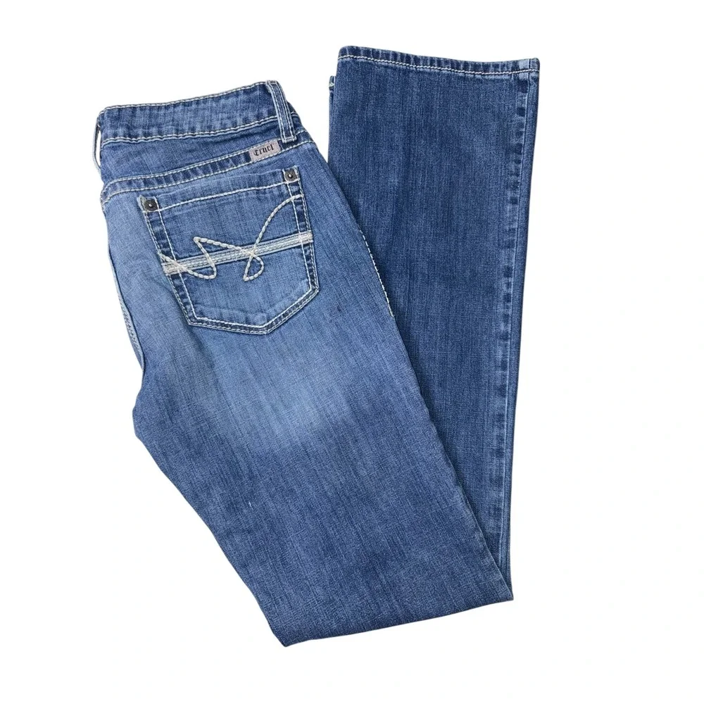 Cruel Denim Abby Straight Leg Jeans Medium Wash Contrast Stitch CB16954071 Sz 29 - Picture 4 of 4